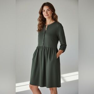 Boden Womans Briar Jersey
Dress US 10R green Cotton
Casual 3/4 sleeve